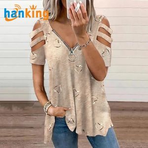 Camiseta de Verano para Mujer, Corte Regular, Cuello en V, Tela Dobby, Poliéster, con Colores Personalizados, Manga Corta, Modelo J0033 - Product Image 4