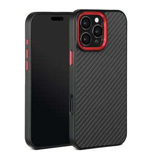 Nouvelle coque de téléphone en fibre d'aramide + TPU avec cadre d'objectif en métal pour iPhone 16 Pro Max 15 14 13 12 11 Pro - Product Image 1