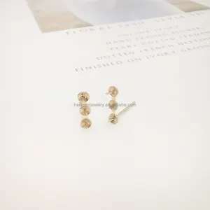 Einfaches Design 14 Karat 18 Karat massives Gold Perlen halterungen Einstellungen DIY Perlen ohrring Echte Goldschmuck funde
