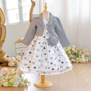 Conjunto <span class=keywords><strong>de</strong></span> Vestido <span class=keywords><strong>de</strong></span> Fiesta para Niñas <span class=keywords><strong>de</strong></span> 5 a 10 Años con Estampado <span class=keywords><strong>de</strong></span> Corazones, Abrigo <span class=keywords><strong>de</strong></span> Tweed a Juego y Bolso Bandolera - Venta al por Mayor - Product Image 5
