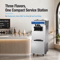 Machine à crème glacée commerciale debout libre 3 saveurs Machine à crème glacée molle Fastfood Restaurant utiliser la sorbetière
