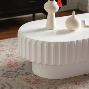 โต๊ะกาแฟทรงกลมสีครีมขาว ดีไซน์ทันสมัย แข็งแรงทนทาน พร้อมฝาปิดแบบยกได้ ทำจากไม้อัดเอ็มดีเอฟ เหมาะสำหรับห้องนั่งเล่น - Product Image 5