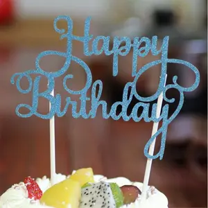 10 teile/paket Cupcake Topper Glitter Alles Gute zum Geburtstag Kuchen Topper Geburtstags feier Kuchen Zubehör
