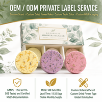 Tabletas Efervescentes Artesanales para Ducha, 3 Unidades Cada Una, con Limón, Lavanda y Rosa, Flores Secas Botánicas, Relajantes, Aromáticas e Hidratantes, Set de Regalo