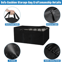 Housse de rangement pour coussins de jardin, résistante à l'eau, sac de rangement pour coussins de terrasse avec fermeture éclair et poignée, organisateur de coussins pour meubles de jardin