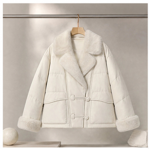 Nueva Chaqueta de Plumón con Ribete de Piel de Visón para Otoño e Invierno, Chaqueta Corta Ajustada y Acolchada para Mujer, para Uso Diario - Product Image 2