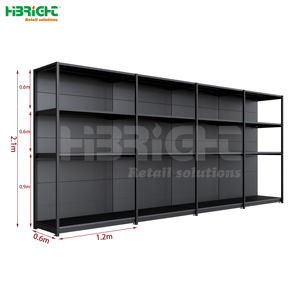 Highbright Black Curved Frame Multi-Layer Single Sided Retail Wall Gondola Shelving for Supermarkets and Retail Stores - Product Image 1