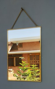 ARTISAN DESIGN Luxury wall <b>mirror</b> brass <b>mirror</b> brass finish Brass Wall <b>Mirror</b> With Chain <b>Hanging</b> Decorative Framed - Product Image 2