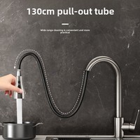 Robinet de cuisine rétractable de style américain en céramique électroplaquée, chaud/froid, anti-éclaboussures, pour évier de lavage, pour le marché international
