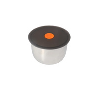 Edelstahl-Kreisbehälter mit Bernstein-Deckel, Mikrowellengeeignet, Wärmespeichernd, Minimalistischer Lebensmittelbehälter, Kühlschrank-Organizer für Obst