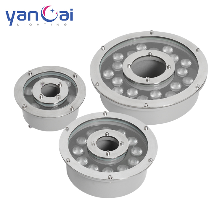 High Quality Outdoor Underwater Round Shape Aluminium Ip68 Waterproof 6w 12w 18w Rgb Led Fountain Pool Lights