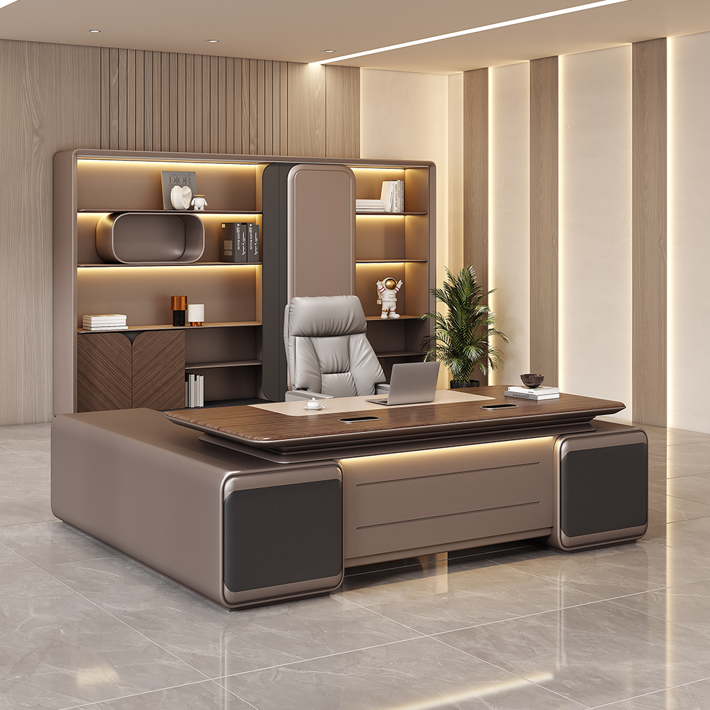 High Quality Italian Luxury Unique L Shape Office Furniture Wooden Executive Office Desks Boss Office Table for Two Partner