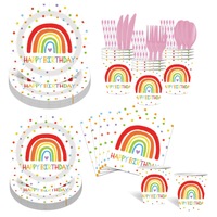 Assiette en papier jetable 8 pièces X 10 personnes serviettes tasses assiettes de fête ensemble de vaisselle décoration de fête fournitures de table lumières magiques