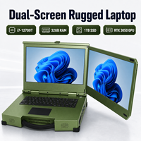 15.6 Inch Industrial Dual Screen Full HD Rugged Laptop Intel I7-12700H 32GB RAM 1TB SSD RTX3050 OEM ODM Stock AI Functions