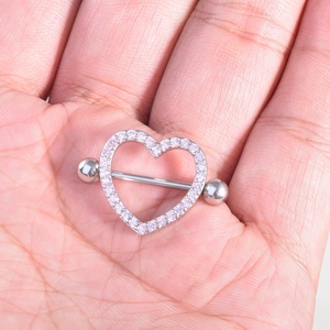 1 pièce d'accessoires sexuels pour femmes Anneau de téton double diamant en forme de cœur Piercing corporel sexy Anneau de téton en acier inoxydable Bijoux - Product Image 5