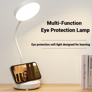 Lampe de lecture de bureau à tête ronde avec chargement USB, protection des yeux, trois couleurs réglables, flexible, lampe de table LED - Product Image 2