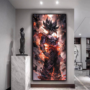 Dragon Ball - Toile à huile suspendue - Métal - <span class=keywords><strong>Cristal</strong></span> - Porcelaine - <span class=keywords><strong>Goku</strong></span> Super Saiyan - Murale d'entrée - Ultra bleu - Blanc - Dieu - Anime - Salle d'e-sport - Product Image 6
