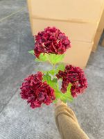 Bunga Hydrangea Buatan 3 Kepala Berkualitas Tinggi Warna Merah Tua Burgundy Grosir Online Dekorasi Pernikahan Musim Gugur