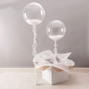 EMAY Factory Direct 24inch Clear BOBO Balloon Inflatable Crystal Transparent Bubble Balloon for Birthday Party Decorations