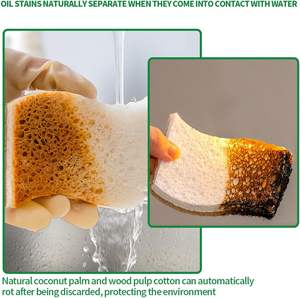 Éponge de cuisine naturelle biodégradable, écologique, compostable, en cellulose, noix de coco et noix, tampons à récurer populaires - Product Image 2