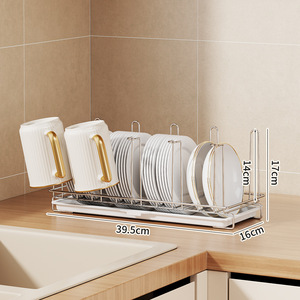 Escurridor de Platos Moderno de Acero Inoxidable, Escurreplatos Vertical, Organizador de Tazas para Encimera de Cocina - Product Image 3