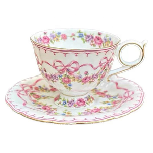 Tazas de Té de Porcelana China Estilo Retro Occidental, Juego de Taza y Platillo de Café con Flores Rosadas Románticas Francesas, Regalo de Lujo - Product Image 1
