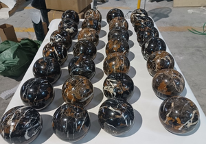 黒金大理石球香炉 天然大理石 ホームデコレーション 石製品 - Product Image 2