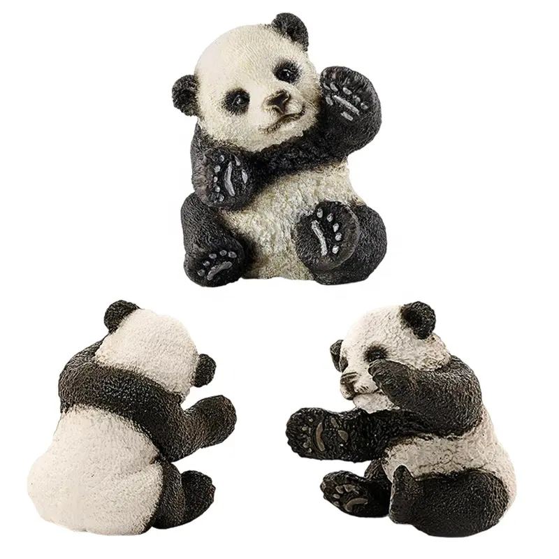 Atacado Custom home decor 3D animal miniatura lembrança presente estátuas Cute resina sentado Panda Cub modelo figurinhas