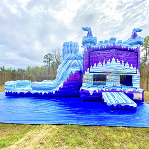 Wet Dry Outdoor Commercial Kids Jump Bouncing Castle Combo Inflatable Ice Palace Bounce House Water <b>Slide</b> 500KG Capacity 3-year - Product Image 2