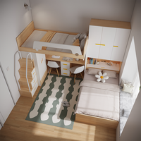 Cama Combinada Multifuncional Tipo Tatami para Niños, Camas Altas y Bajas, Literas Escalonadas, Ahorro de Espacio para Sala de Estar, Dormitorio, Hotel