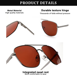 Sunray Amber Brown Red Gradient HD Anti Glare Round Gold Metal Lightweight Unisex TAC UV400 Polarized <b>Sunglasses</b> for Men - Product Image 5