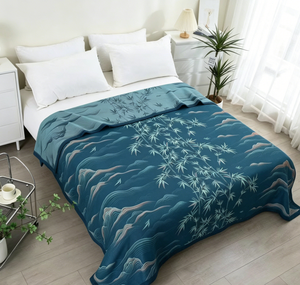 Jeté matelassé en coton biologique <span class=keywords><strong>vert</strong></span> Water Charm pour <span class=keywords><strong>lit</strong></span> et canapé, toutes saisons, écologique, moderne - Product Image 1
