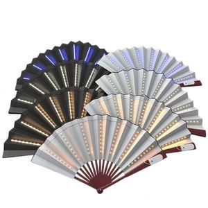 Personalized Eco-Friendly Retro LED Light-Up Bamboo Handheld <b>Folding</b> Fans for Party Wedding Bar Club - Product Image 6