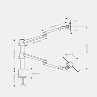Swelix OL-3L Abu-abu Paduan Aluminium Dudukan Monitor Tunggal untuk Meja dengan Gas Spring, Lengan Monitor Ganda untuk Layar 32 Inci, Sudut Kemiringan 360 Derajat, 10kg