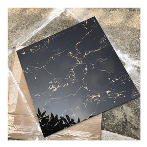 Màu Đen Và Vàng Hoa Màu Tráng Men Đánh Bóng Sứ Marble Thiết Kế Sàn Gạch 600x600 - Product Image 1
