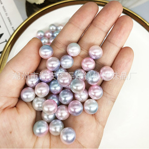 Non-Porous Two-Tone Pearl <b>Artificial</b> Beads 80-100 Pcs Flat Back Plastic Resin Nail Art Accessories Mermaid Color Gradient - Product Image 4