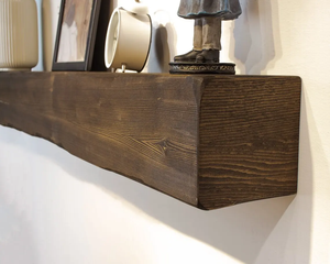Étagère de manteau de cheminée rustique 60in manteaux en bois fabriqués à la main, étagère de manteau de cheminée de ferme à bord arrondi moderne - Product Image 2