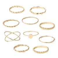 Vente en gros Niche Tempérament Simple Exquis 10 Pièces Ensemble Bagues Plaqué Or 18k Bijoux Bagues pour Femmes