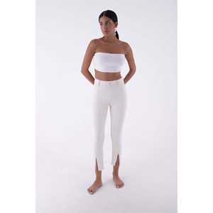 Jeans droits blancs Xlove avec fente avant, pantalon en denim pour femmes - Product Image 6