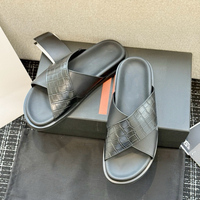 Sandales d'été décontractées pour hommes, style designer, en cuir à brides croisées, texture crocodile et tressée, plusieurs couleurs, haute qualité