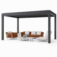 Pérgola Eléctrica con Techo Motorizado de Aluminio AL6063-T6, con Luces LED, Canaletas y Columnas Gruesas, para Jardín, Villa o Piscina, con Recubrimiento en Polvo