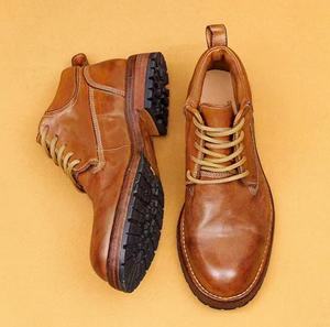 Bottes Martin vintage faites à la main à tige haute, semelle épaisse, en cuir, décontractées, chaussures habillées, Oxfords - Product Image 4