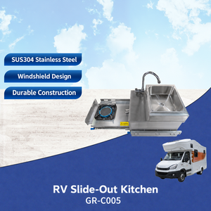 ชุดครัวเคลื่อนที่แบบเลื่อนออกได้ วัสดุโลหะขัดเงา สำหรับรถตู้ Toyota HiAce Vito Sprinter Daily Vanlife RV ทั่วไป - Product Image 4