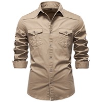 Chemise en jean délavé foncé anti-plis 100 % coton pour homme, taille européenne, couleur unie, manches longues, col rabattu, tie-dye