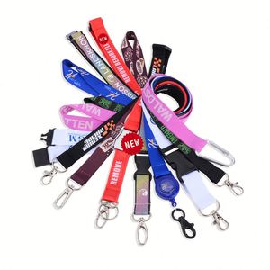 High Quality Custom Label Recycled <b>Polyester</b> Staff Safety Clip Neck Strap Short Satin Woven <b>Lanyard</b> With Key Ring - Product Image 3