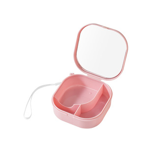 Portable Jewelry <b>Box</b> With Compartments For Travel And Desk Use In Pink Yellow Green White Colors - Product Image 5