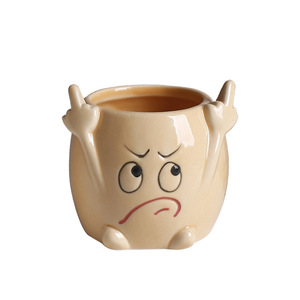 Vaso <span class=keywords><strong>in</strong></span> <span class=keywords><strong>Ceramica</strong></span> con Faccia Arrabbiata Cartoon, Realistico per <span class=keywords><strong>Piante</strong></span> Succulente, Creativo ed Ecologico, 10cm, Decorazione da Scrivania Fujian, Marchio OEM per <span class=keywords><strong>Piante</strong></span> da Interno - Product Image 5