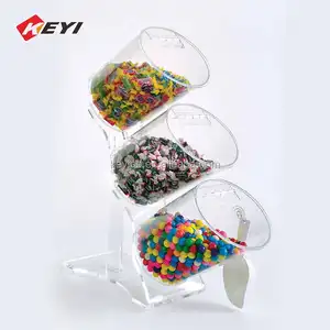 Wholesale Custom 3 Tier Transparent Acrylic Mini Candy Bin Bulk Candy Dispenser With Scoop