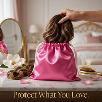 Grande pochette en soie avec logo personnalisé sac à cordon en satin pour vêtement perruque cadeau bijoux cosmétiques chaussures de bonbons stockage de la poussière