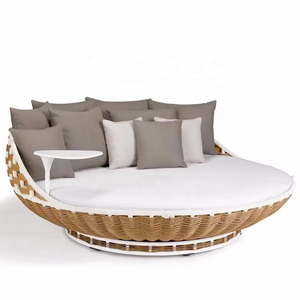 Chaise suspendue <span class=keywords><strong>double</strong></span> à bascule en rotin pour jardin, terrasse, villa et hôtel – Meilleure vente - Product Image 5